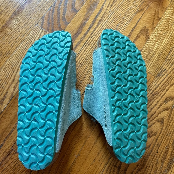 Birkenstock Arizona Shearling - Fur Slip-On Sandals - RARE Teal Color - Picture 5 of 5